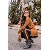 Calça 1 Listra Lateral - Preta/ Bronze Escuro